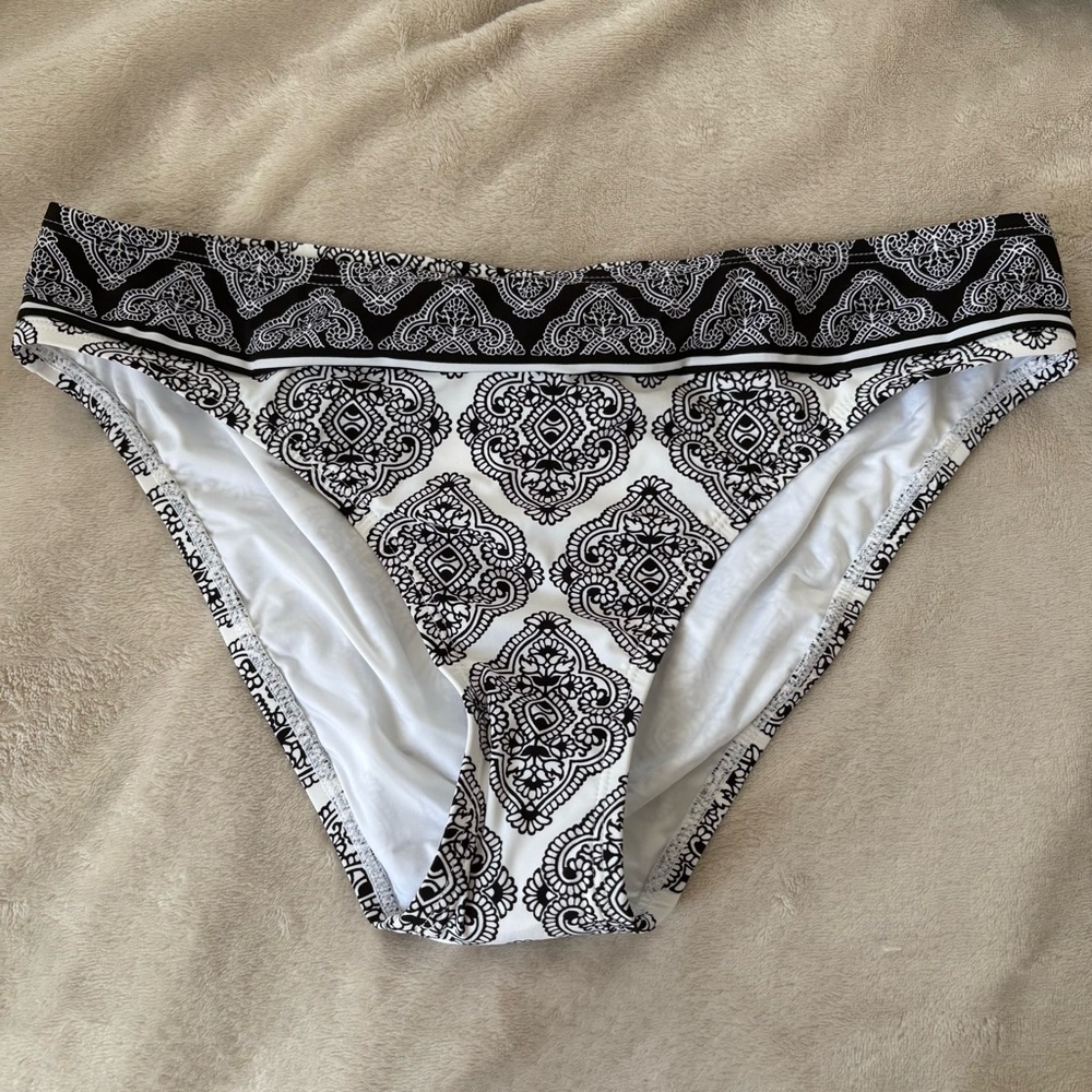 La Blanca Black and White Patterned Bikini Bottom Size 8